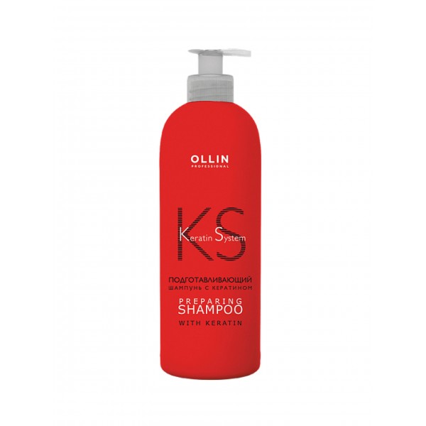 OLLIN Professional Шампунь для волос подготавливающий с кератином Keratin System 500 мл