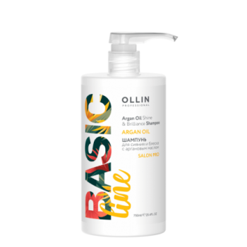 OLLIN Professional Шампунь для сияния и блеска волос с аргановым маслом Basic Line 750 мл